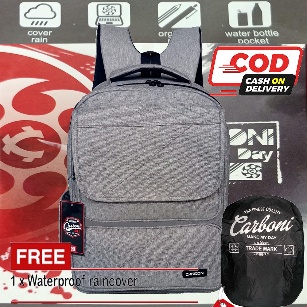 Backpack Tas Sekolah Tas Kerja Tas Ransel Laptop Mode Casual Urban AA OO26 silver edision  Original + Raincover