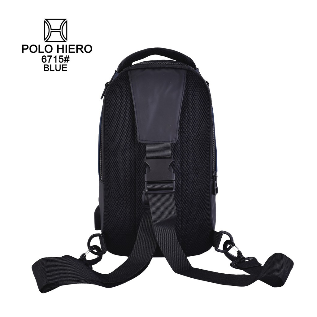 NEW Model Tas Selempang Polo Hiero 6715 Bisa Ransel,Selempang,Slingbag 3IN1 Free Kabel USB Extension