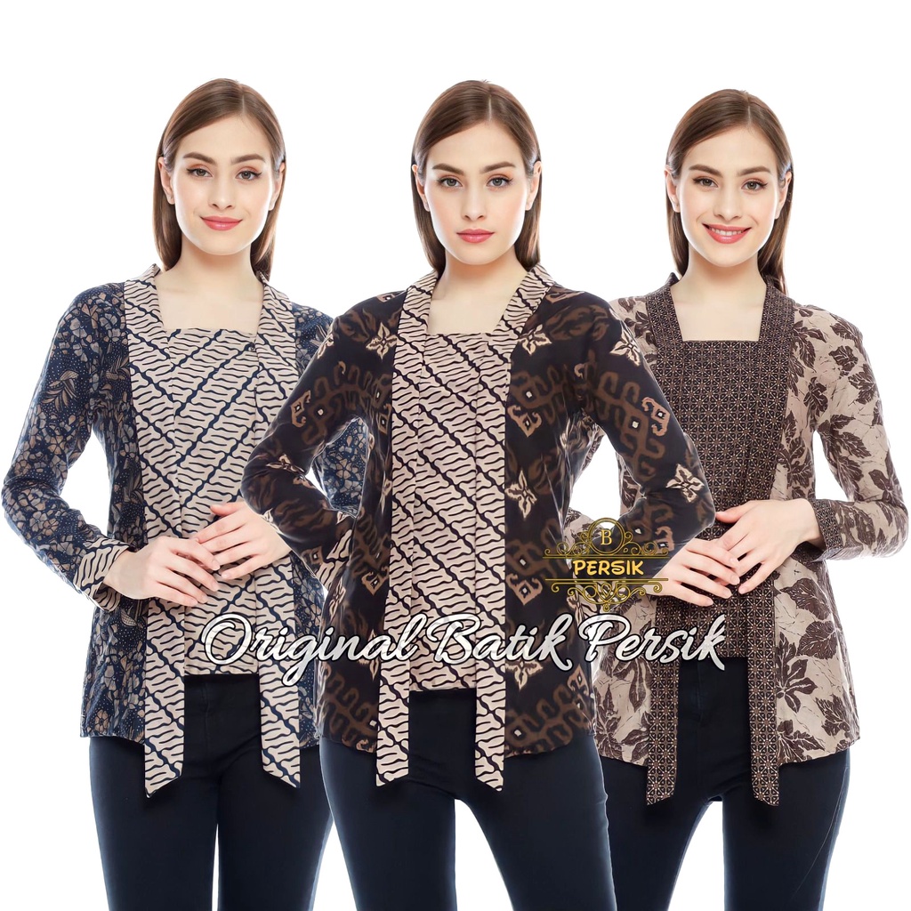 Jual Baju Batik Wanita Modern 2022 Batik Kombinasi Terbaru Blus Batik Modern Batik Wanita Lengan