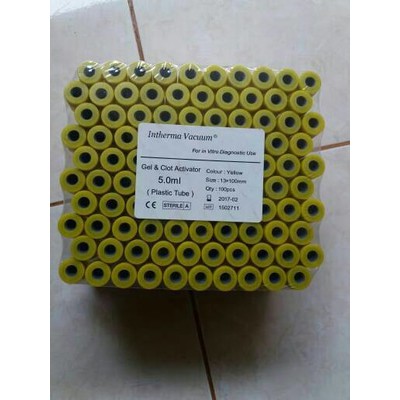 Tabung Intherma Vacuum Gel & Clot Activator 5.0ml plastik tube