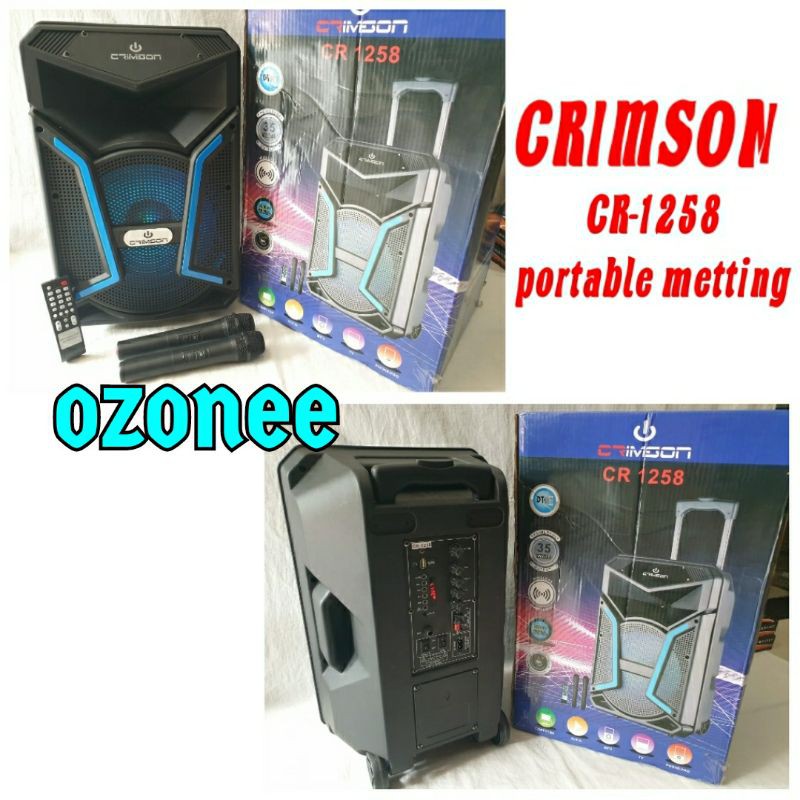 Speaker Portable Wireless Crimson CR 1258 12 Inch - Bluetooth, 2 Mic, LED