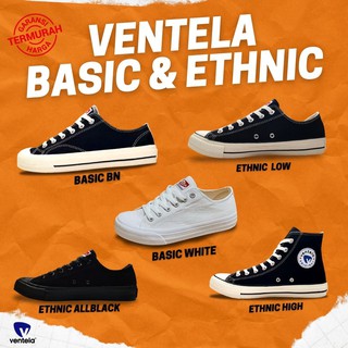 Sepatu Ventela Original Basic Ethnic High Low HI Lo Black Natural  AllBlack All White BN