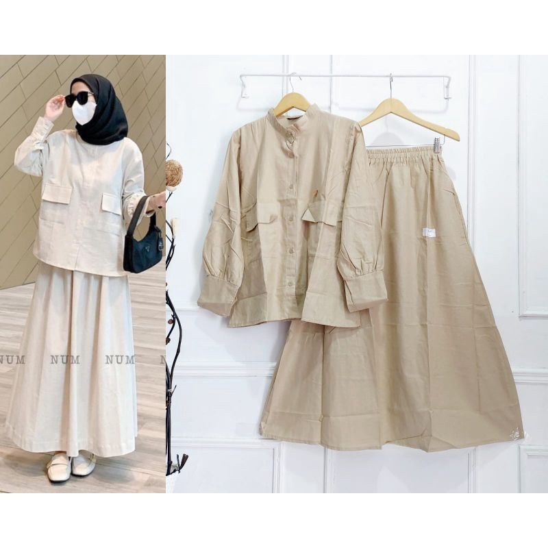 JEHA SET Setelan Rok wanita rami elegan kekinian // Matt Linen // SET ROK LINEN // Set Rok Casual