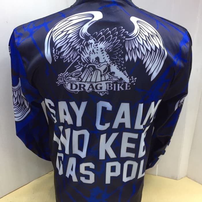 Excelent kaos jersey balap motor drag bike biru baju balap motor