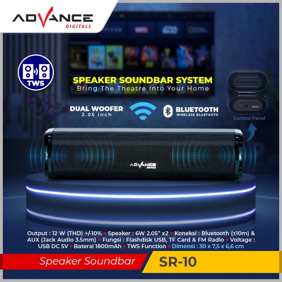 Advance SR10 TWS Speaker Soundbar Bluetooth Portable