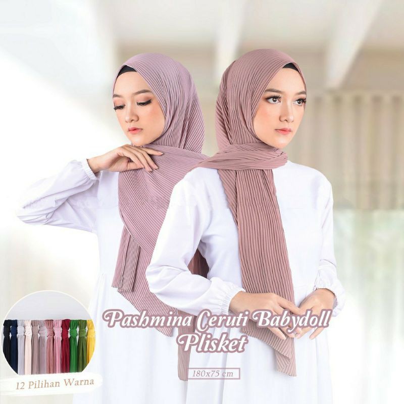 PASMINA PLISKET POLOS PASHMINA PLISKET CERUTY BABYDOLL PLEATED SHAWL pashmina prisket pleats jilbab