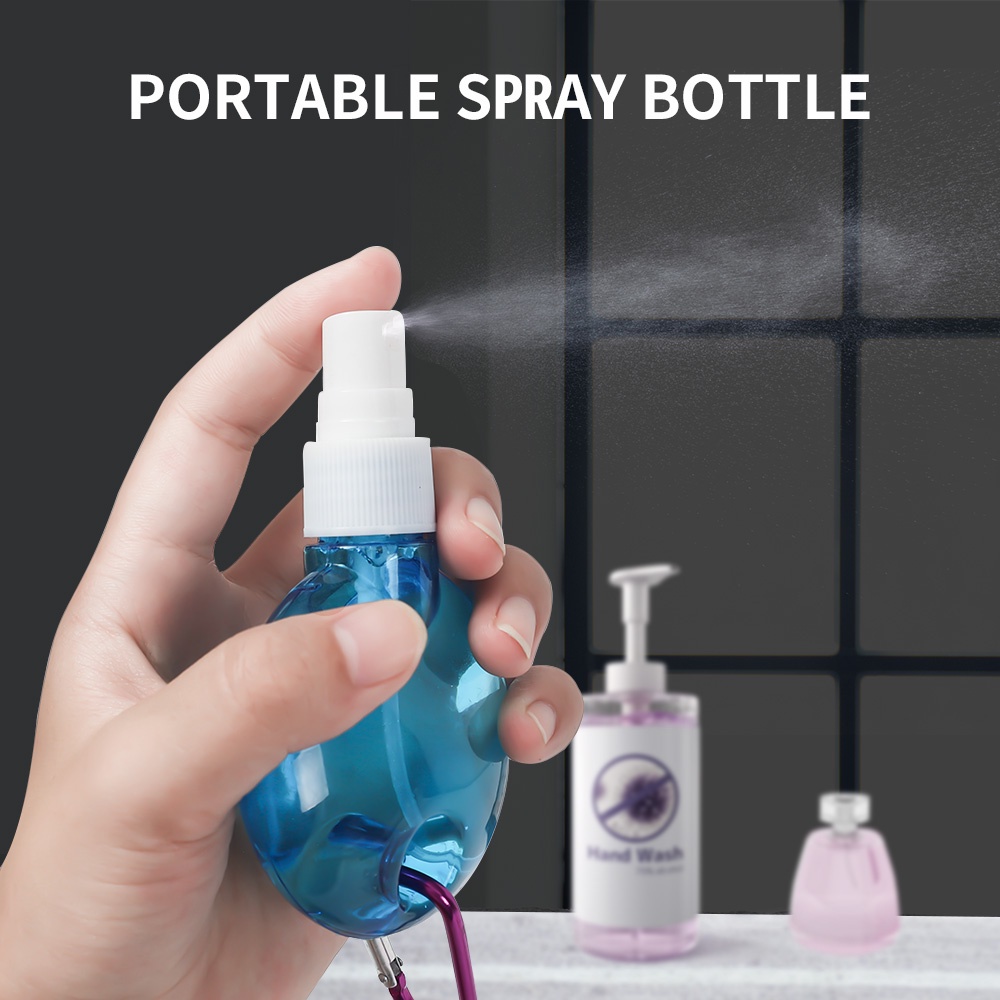 1pc Botol Semprot Bulat Bahan Plastik Warna Acak Dengan Gantungan Kunci Untuk Pelembab Wajah
