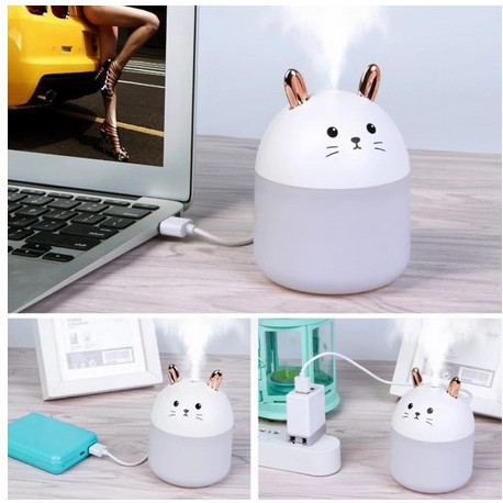 HUMIDIFIER DIFFUSER RABBIT PELEMBAB UDARAH OIL LAMPU KAMAR TIDUR  WITH LED A11 NEW A-11 ESSENTIAL