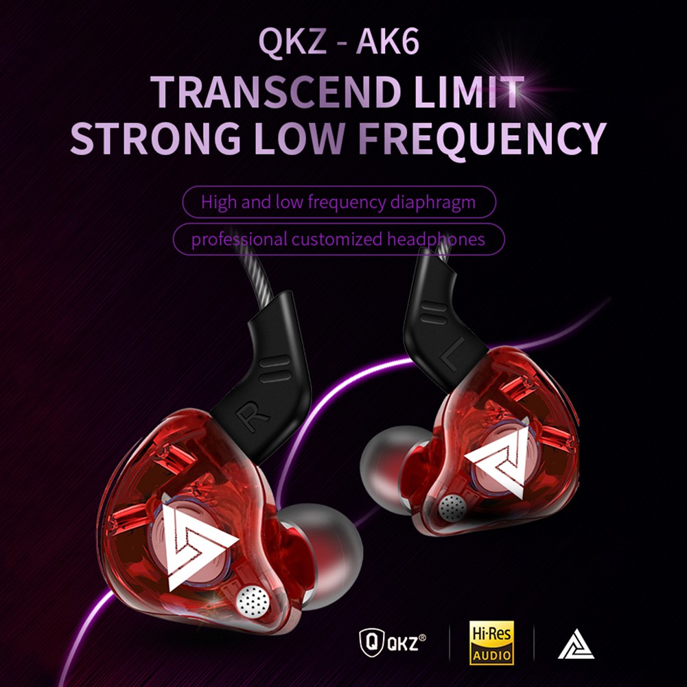 Original QKZ AK6 Earphone Olahraga 3.5mm AUX Universal HiFi Suara Musik Dengan MIC In-ear Headset Ringan Untuk Ponsel Pintar