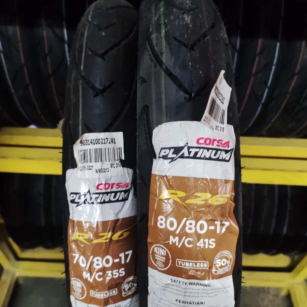 Paket Ban motor bebek Corsa R26 70 80 &amp; 80 80 17 TUBELESS PLATINUM soft compound