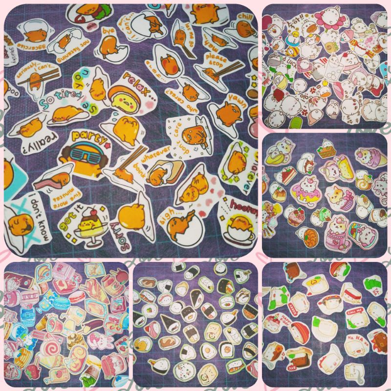 

60+ Sticker Deco Kawai Series Dessert, Sushi, Emot