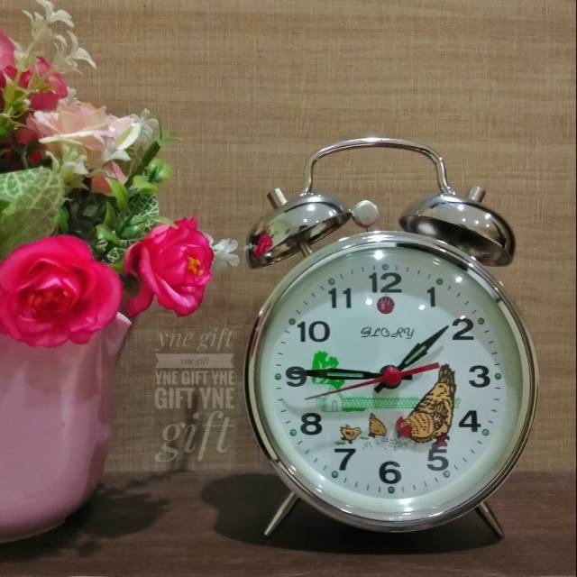 Jam Weker Analog Klasik Ayam 02, Jam Beker, Jam Meja Analog, Jam Alarm, Jam tanpa Batere