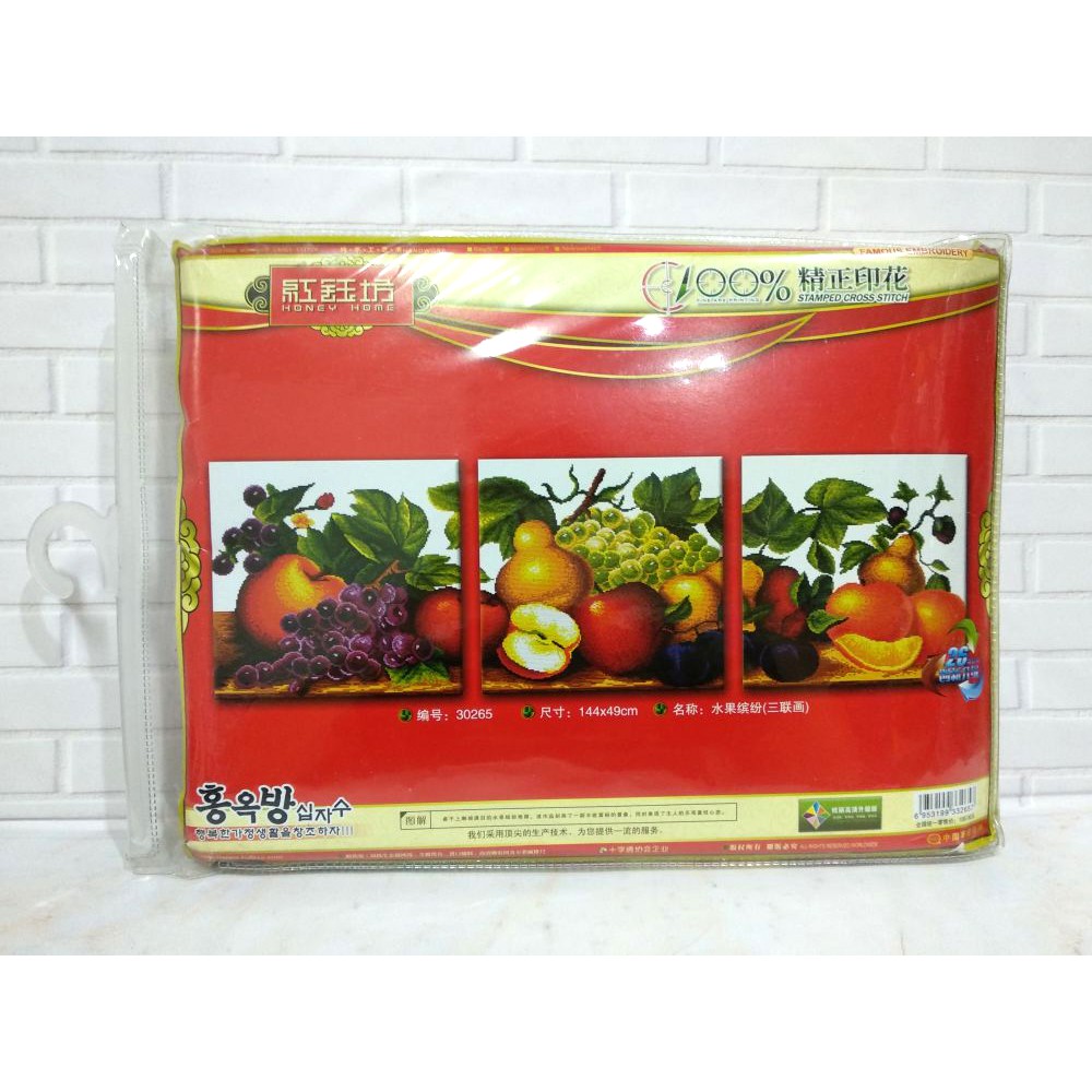 Paket Sulam Kristik TIMKEE 30265 Buah Fruit Anggur Apel Jeruk Pir Pear