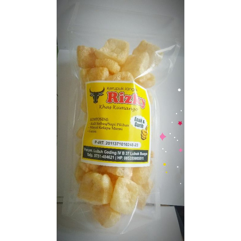 

KerupukKulitRizkyGoreng/kerupukkulit/makananringan/kerupukjangek/oleholeh/padang/rambak/cemilan/enak