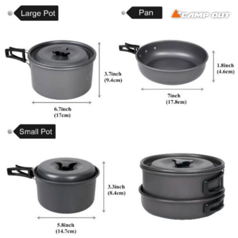 DS-300 cooking set outdoor - Alat masak gunung -  Nesting camping full set - Alat masak camping