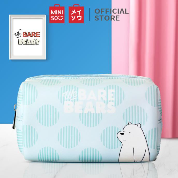Miniso Official Tas kosmetic We Bare Bears-Rectangle Cosmetic Bag - Ice bear