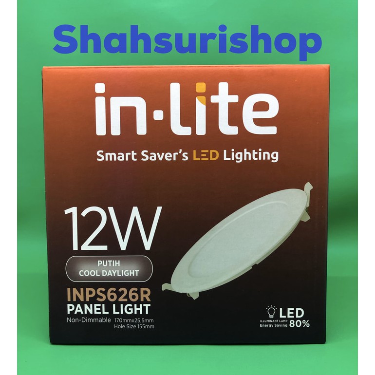 LED PANEL INLITE IN-LITE 12W 12 W 12WATT BULAT INPS 628R