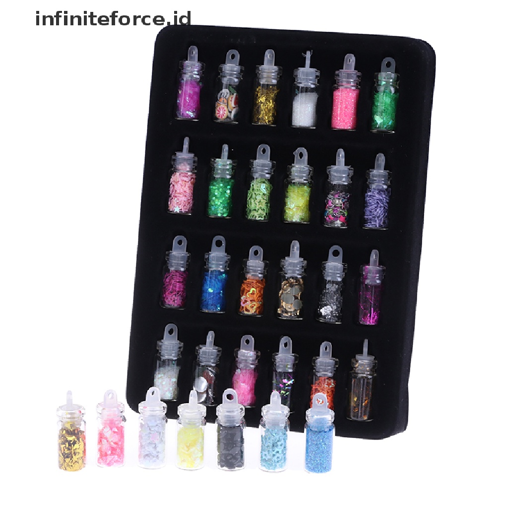 Infiniteforce.id 12 / 24 / 48 Botol / set Manik Sequin Glitter Epoxy Resin Dekorasi Nail Art