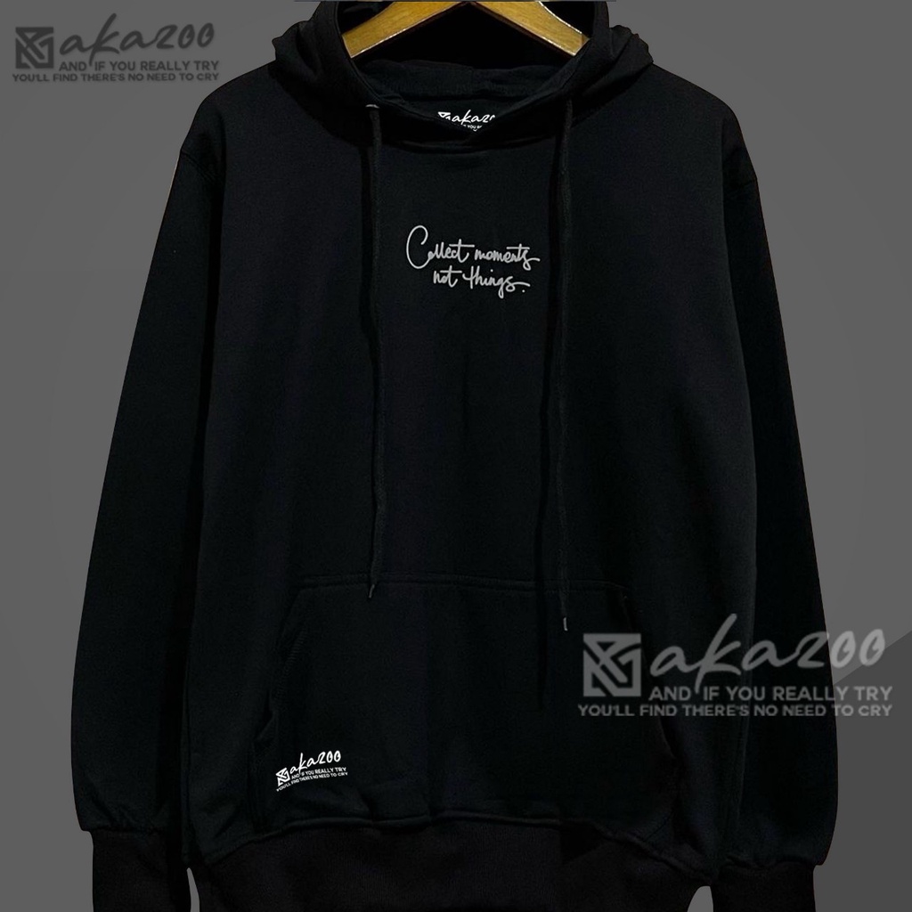 hoodie pria distro original brand AKAZOO warna hitam couect moments not thi sablon putih switer cowok keren terbaru 2021 hodie oversize wanita korea style sweater wanita murah jumbo xxl hoodie polos tebal jamper pria unisex m L XL XXL premium akazo ofisal