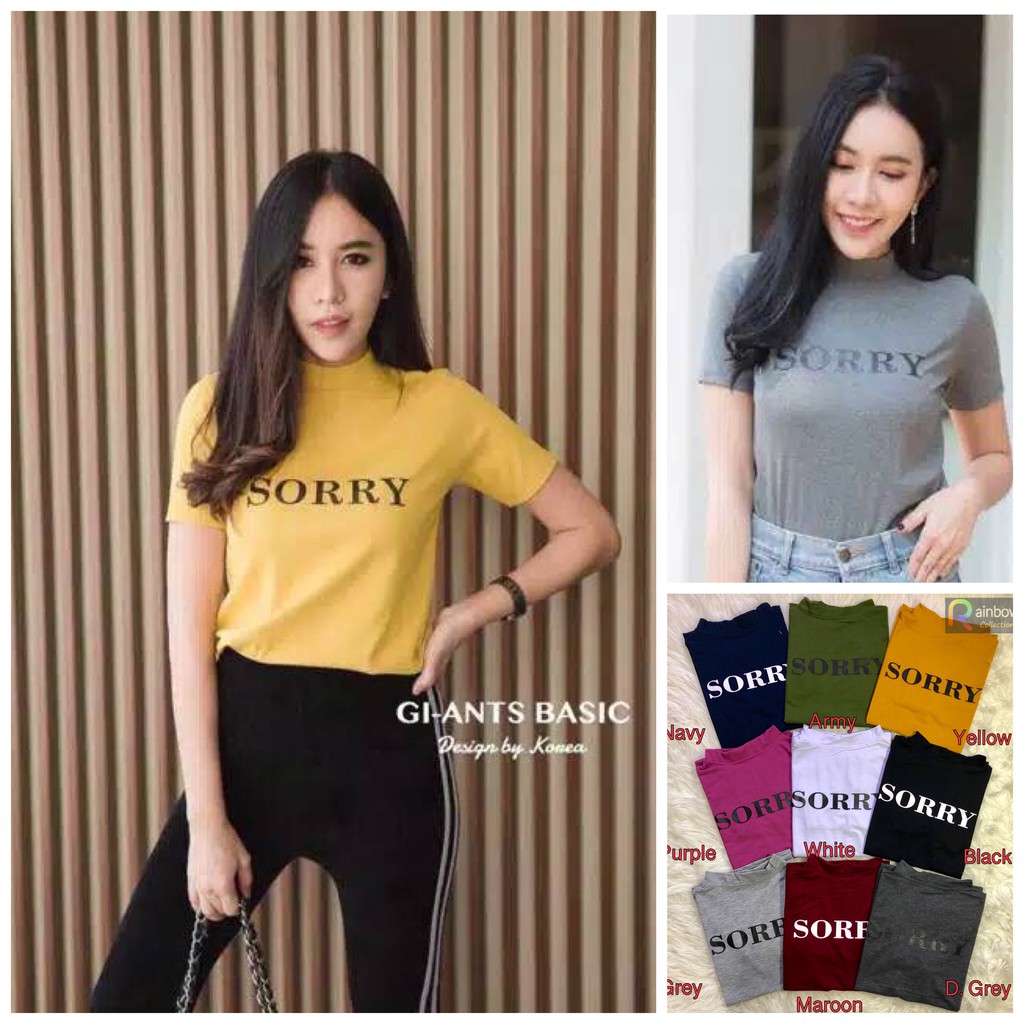 GI-ANTS | KAOS RINGER SORRY TEE | TUMBRL TEE TSHIRT KAOS ATASAN WANITA MURAH