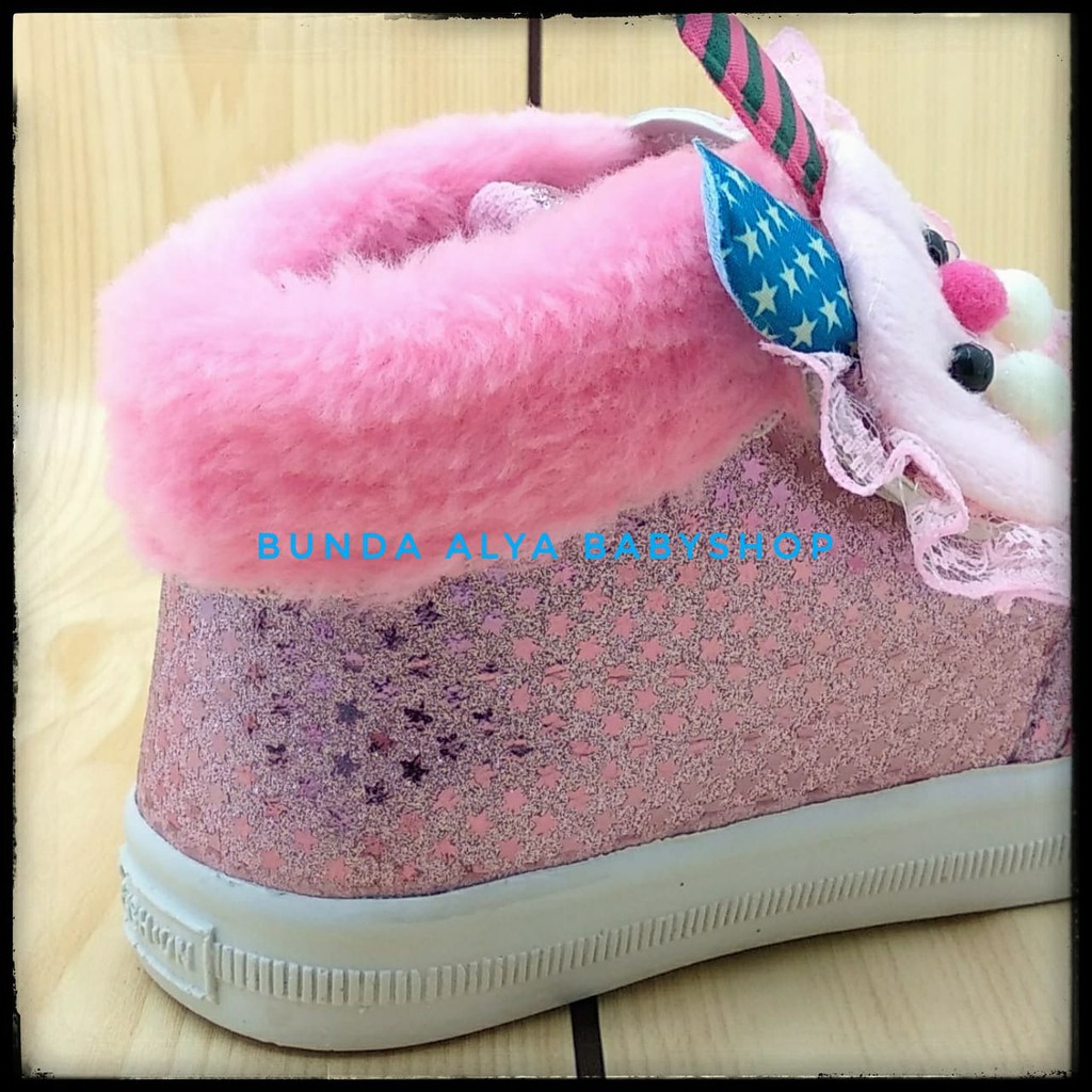 Sepatu Boots Anak Perempuan Usia  3 4 Tahun Size 28 - 30 PINK - Sepatu Anak Cewek Boots Kelinci Alas Karet Anti Licin