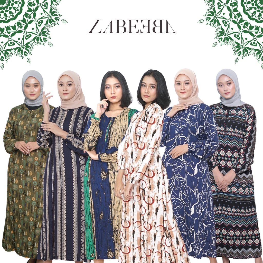 Labeeba Homewear - Basic Dress Fashion Casual Wanita Busui Lengan Panjang Daster Panjang Semata Kaki