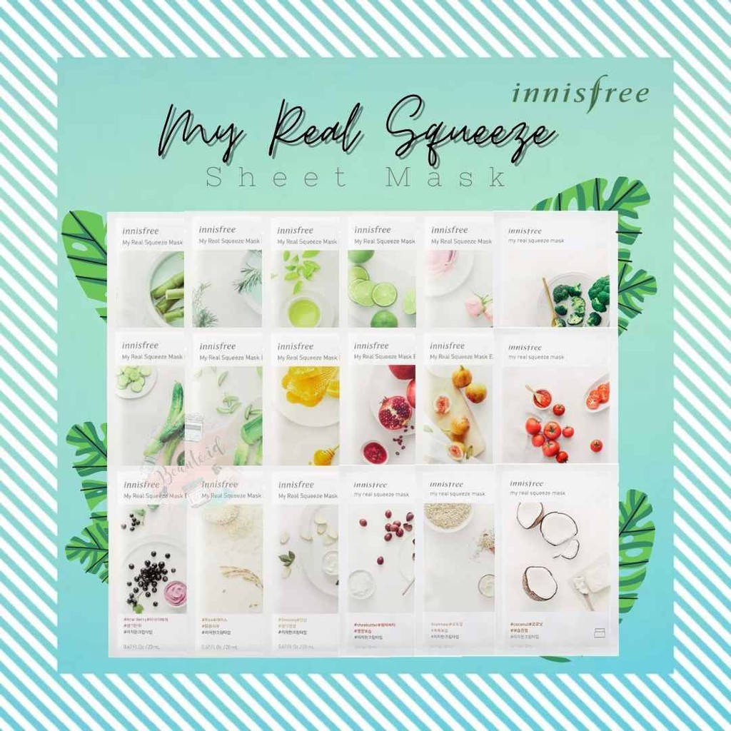 Innisfree Sheet Mask My Real Squeeze / Masker wajah innnisfree / Masker Muka / Masker Innisfree ORI