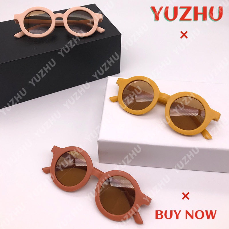 （YUZHU）COD Kacamata Hitam Anak Korea Gaya Kacamata Hitam Bulat Macaron Color Sunglasses