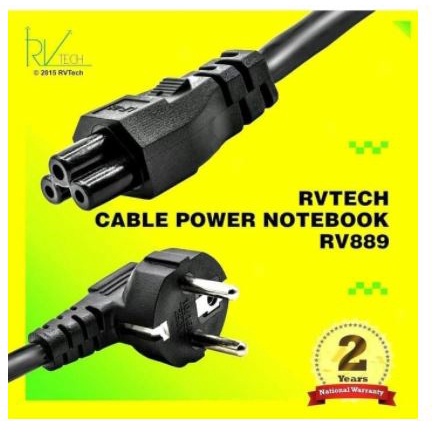 Cable power cord rvtech 2m 3 hole for adaptor notebook monitor - Kabel power adapter laptop 3 lubang 2 meter rv-tech