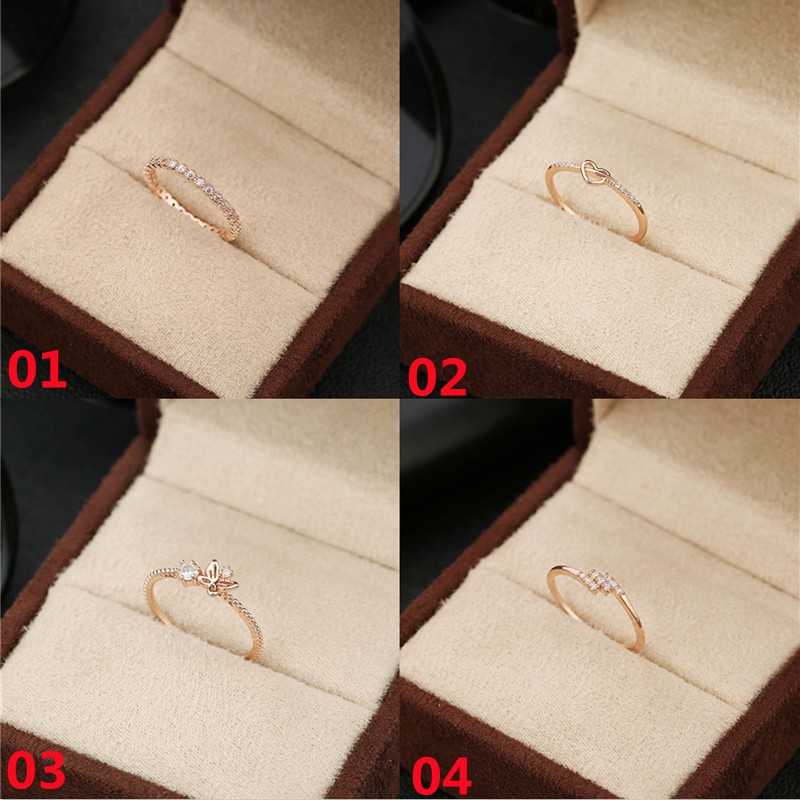 Pandora Cincin 14K Rose Gold 14K Hias Berlian Zirconia Kubik Dengan Kotak Untuk Pernikahan