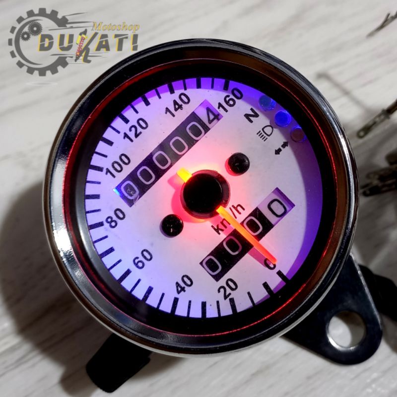 SPEEDOMETER JARUM BULAT LED INDIKATOR MODEL TABUNG UNIVERSAL