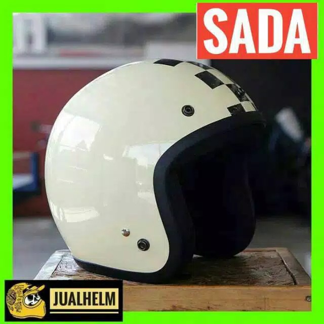 Helm Retro SADA Checkered ( Helm Classic / Helm Klasik / Helm Bogo / Helm Vespa )