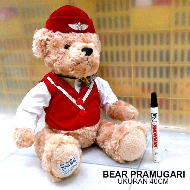 Boneka teddy bear pramugari eksklusif impor 40cm