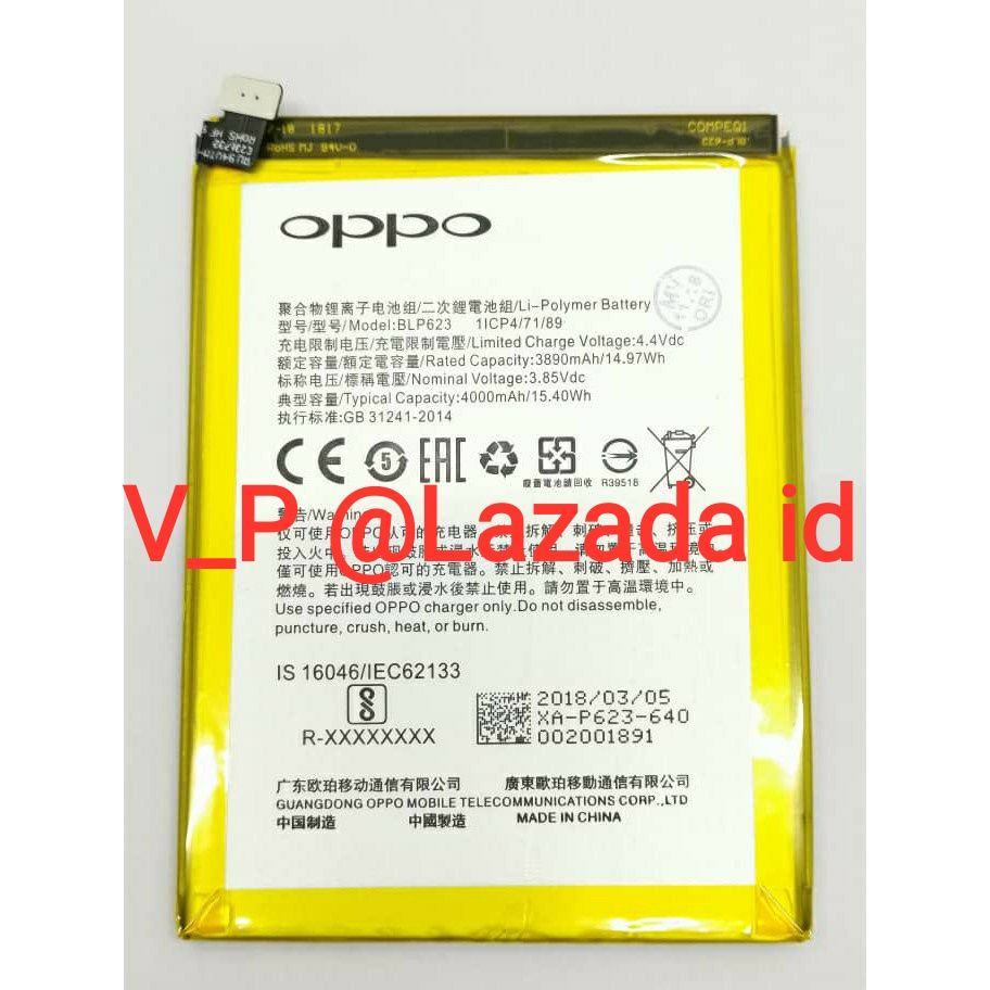 OPPO F3 Plus - Baterai Battery Batre Batrei Batere HP OPPO F3+ ORIGINAL Model BLP623 BLP-623 ORI