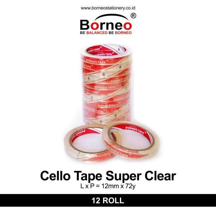 

Cod Borneo Cello Tape / Selotip Super Clear 12 mm x 72 Yard