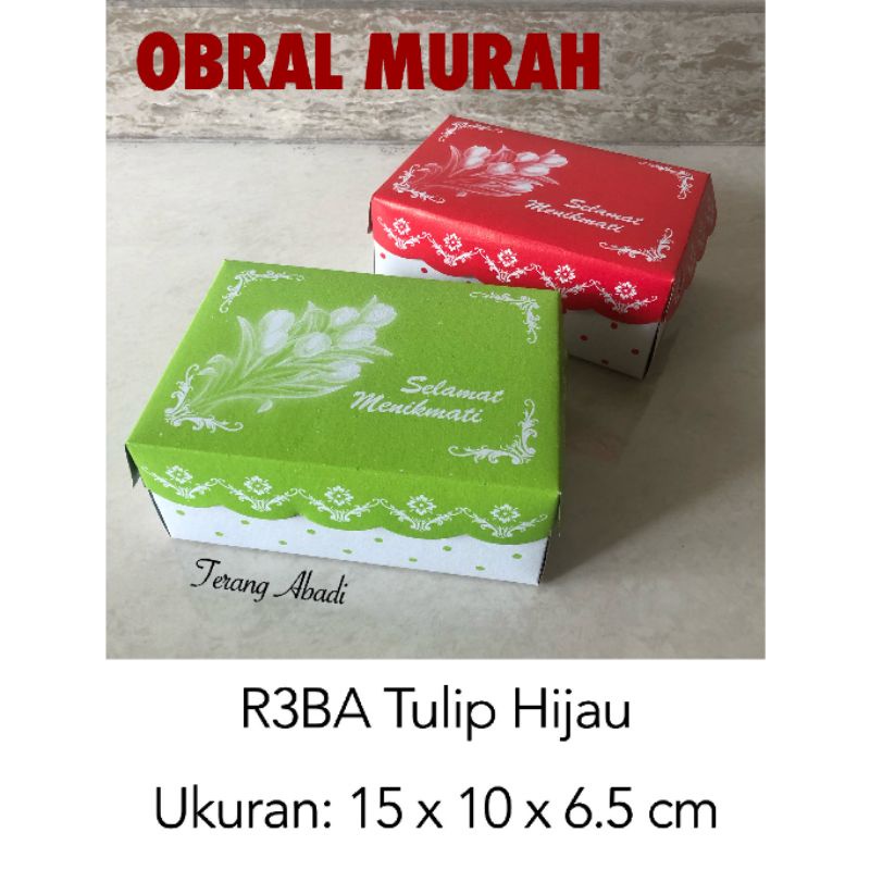 BAHAN KILAP Dus R3BA 15 x 10  x 6.5 cm Tulip Coat Kilap Merah Hijau/ Dus Snack Aqua Motif / Dus Kue / Dos Hajatan /Dos Snack Ultah/ Dos Kue/Dus Roti 3