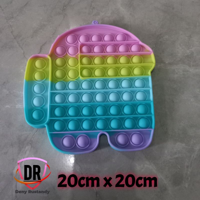 Mainan Pop It rainbow fidget Push Warna Warni Stress Relieve Toys Jumbo 20cm-Among US Pastel