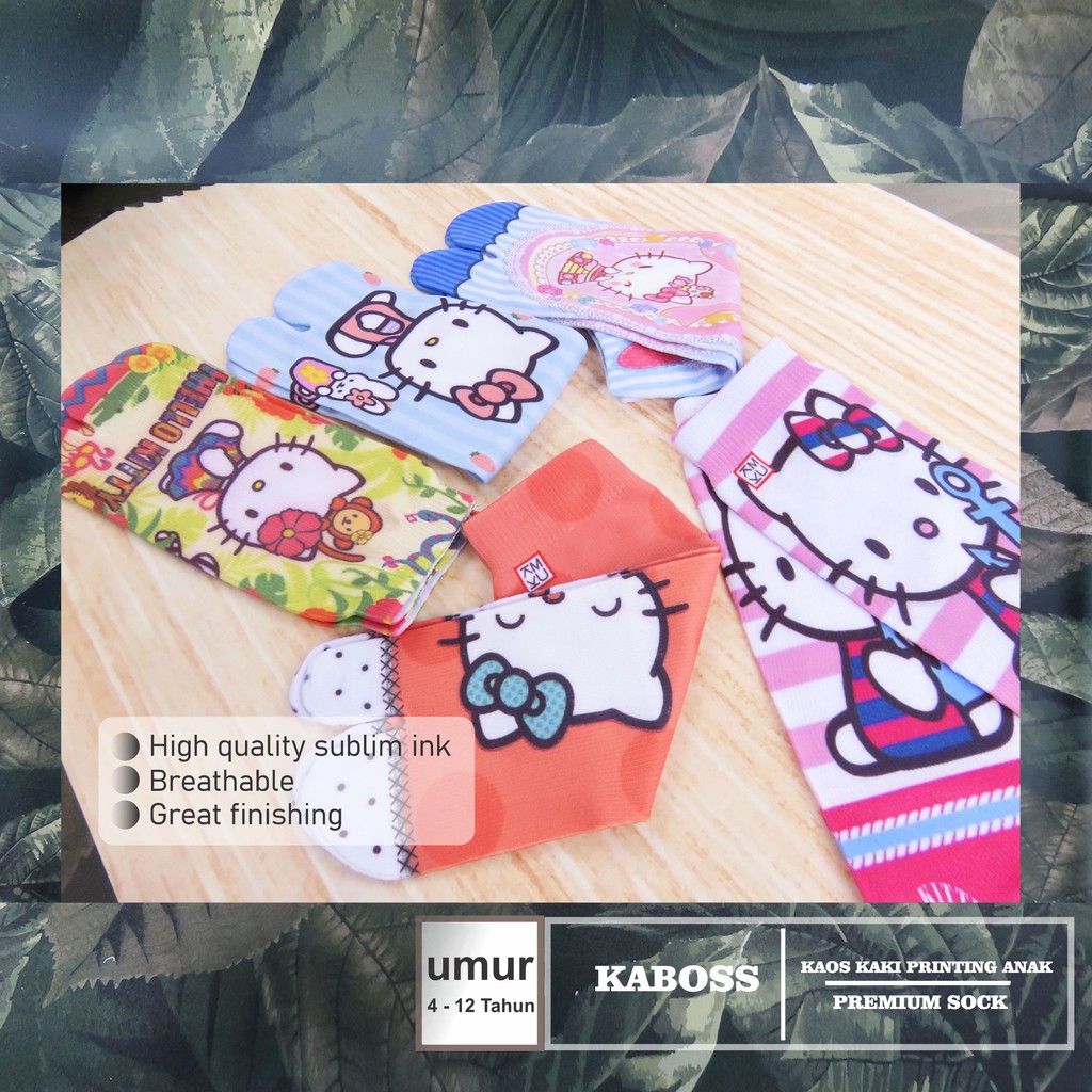 Kaboss Kaos Kaki Jempol Anak Printing Karakter Hello Kitty Nylon Premium 2