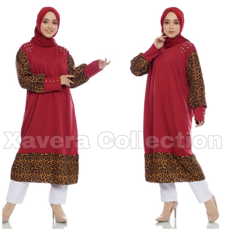 XC - Tunik Leopard Mutiara / Tunik Wanita Muslim Motif Macan / Tunik Feranda / Fashion Muslim Trendy