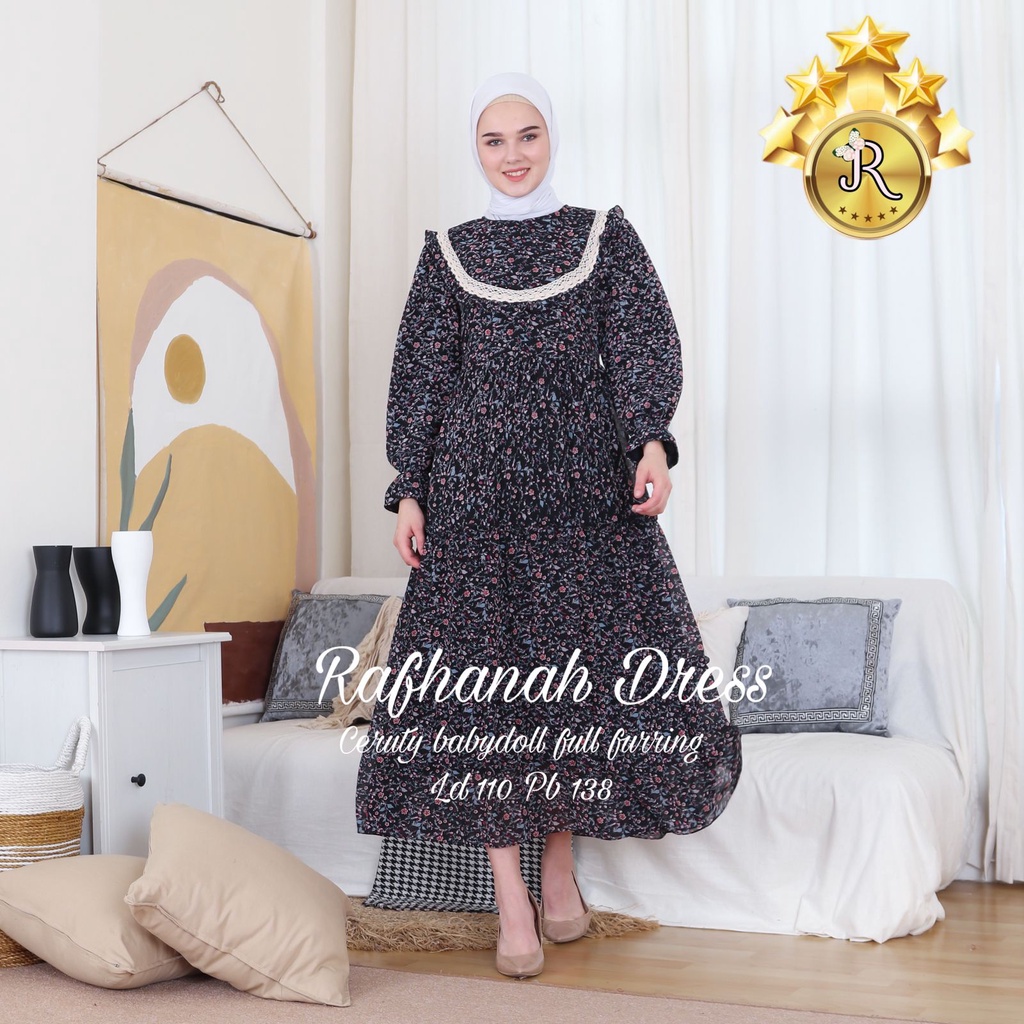 Pakaian Gamis Wanita Muslimah Terbaru 2022 Modern Lebaran Gamis Syakilla, Ceruty, Motif Babydoll, Ga