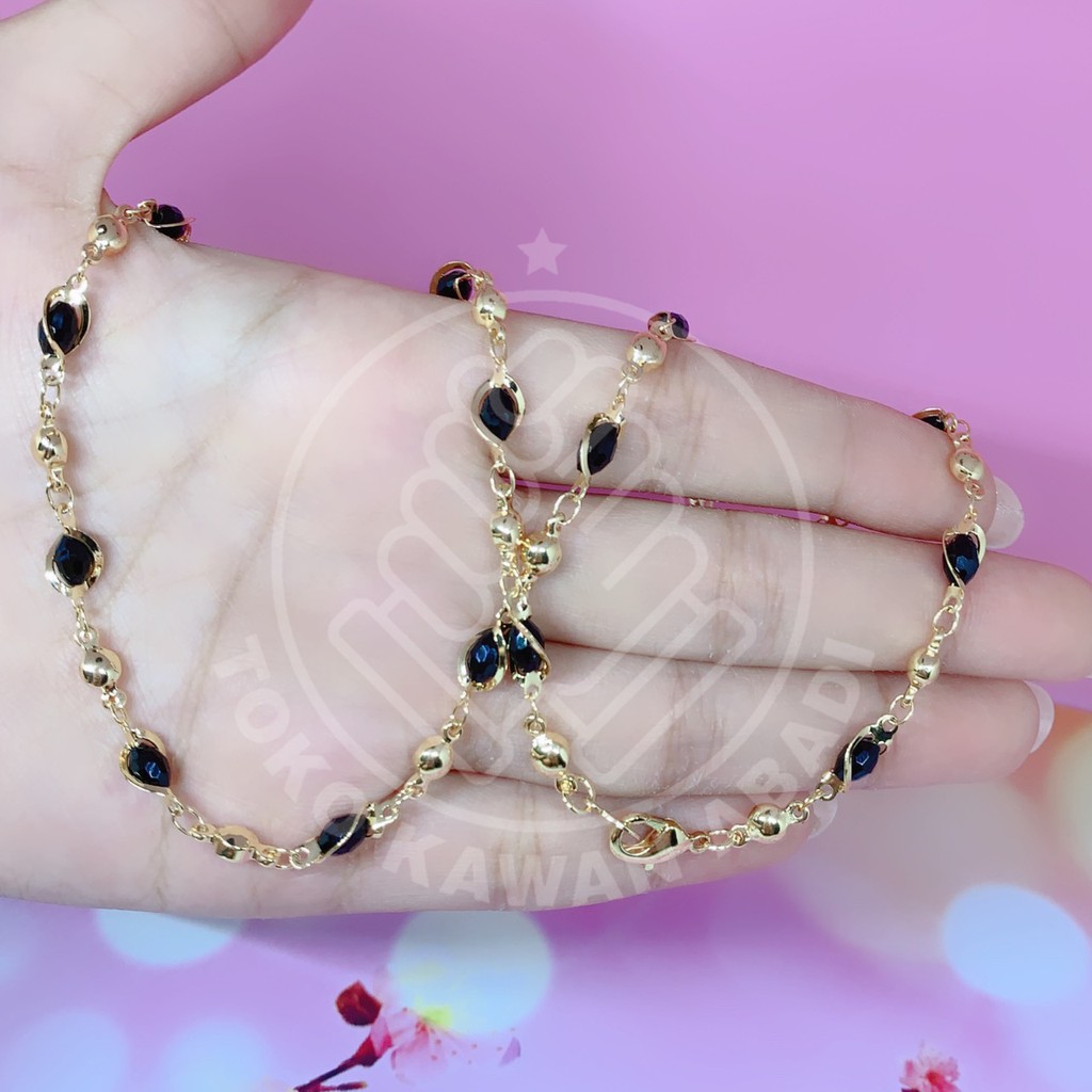 Kalung Xuping Gold Perhiasan Fashion Wanita Rantai Batu Giok Terbaru *19