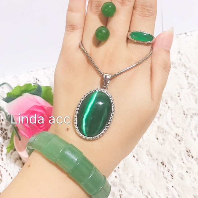 set titanium gelang karet giok asli 88