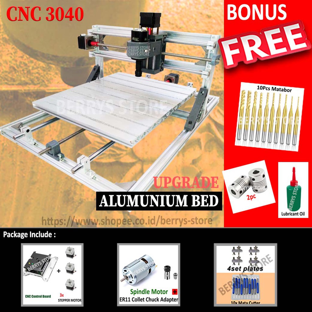 MESIN CNC MINI ROUTER MILLING CUTTING GRAFIR PCB KAYU AKRILIK 3040