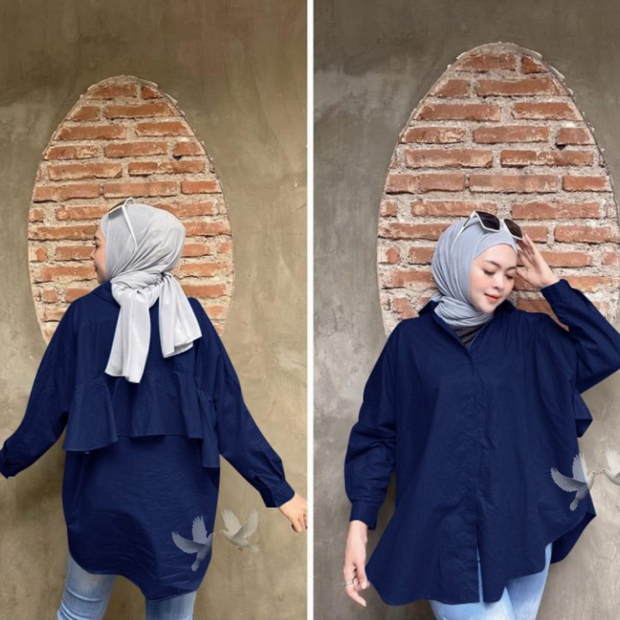 Kemeja Wanita Casual Jumbo Ld 120 Korea Murah Polos Alya