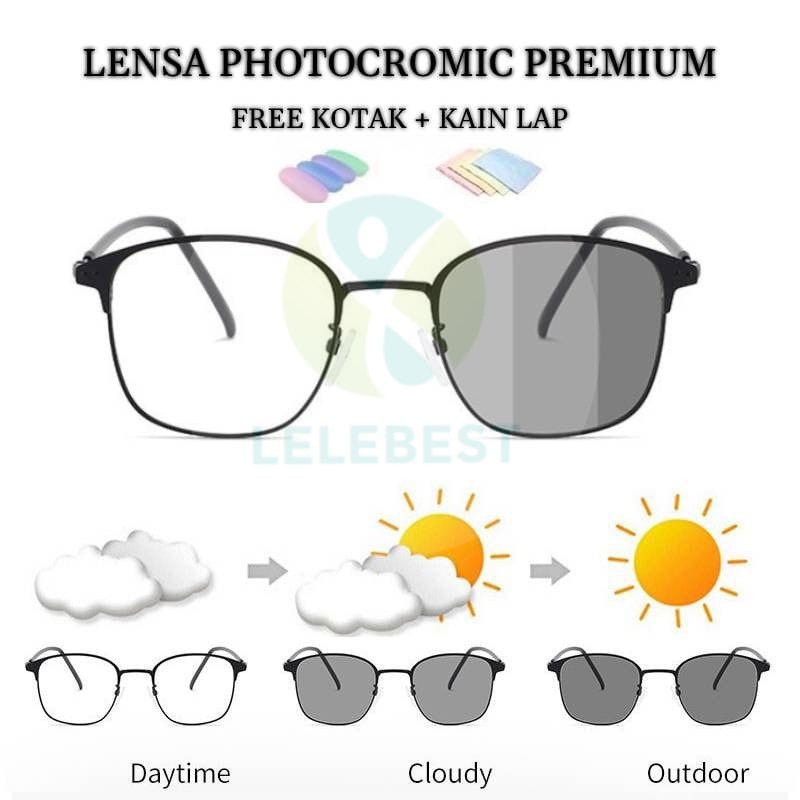 2 In 1 Kacamata lensa photocromic anti radiasi wanita pria kacamata bingkai Titanium komputer Anti UV fotocromic Rayya26