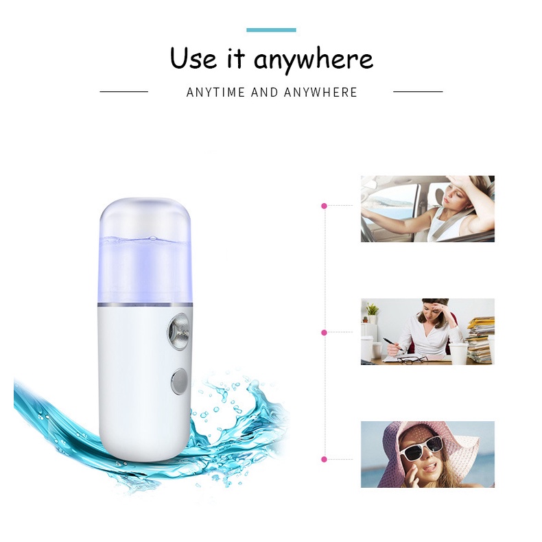 Nano Spray Portable Mist Sprayer Mini USB Humidifier Wajah 30ml