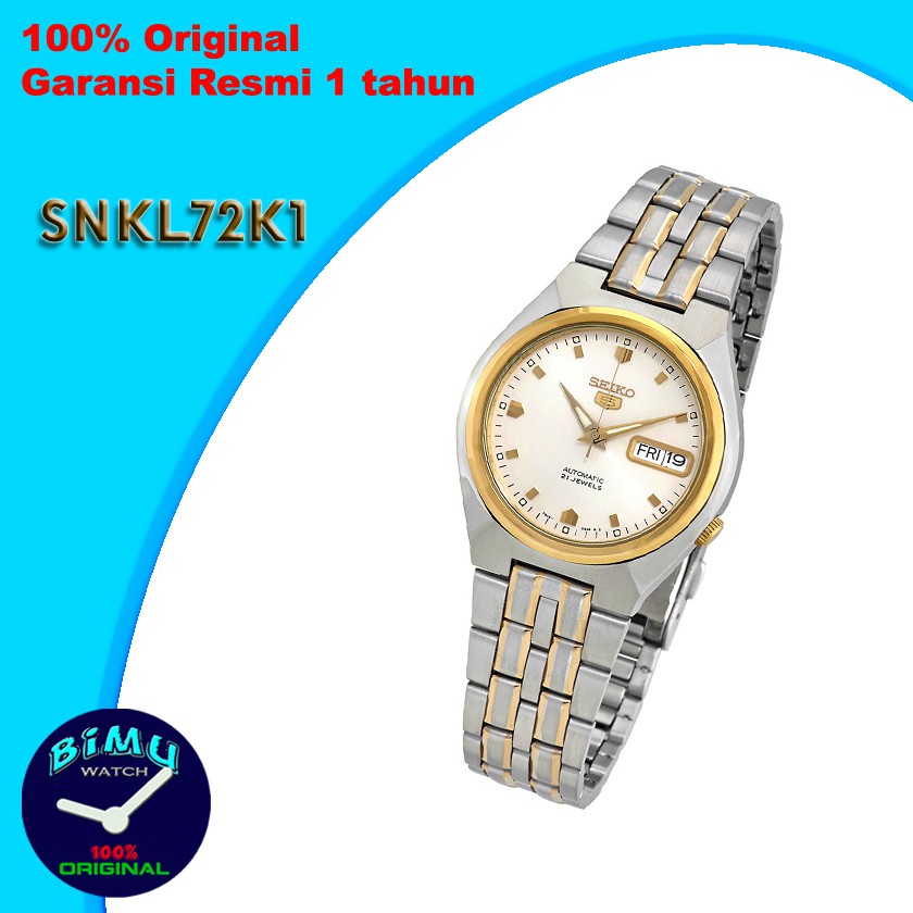 Seiko 5 SNKL72K1 Automatic Two Tone Bracelet - Jam Pria SNKL72