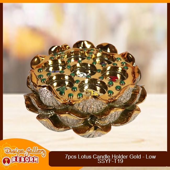 Tempat Lilin Candle Holder Fiber Gold 7 Warna Teratai (Lotus)