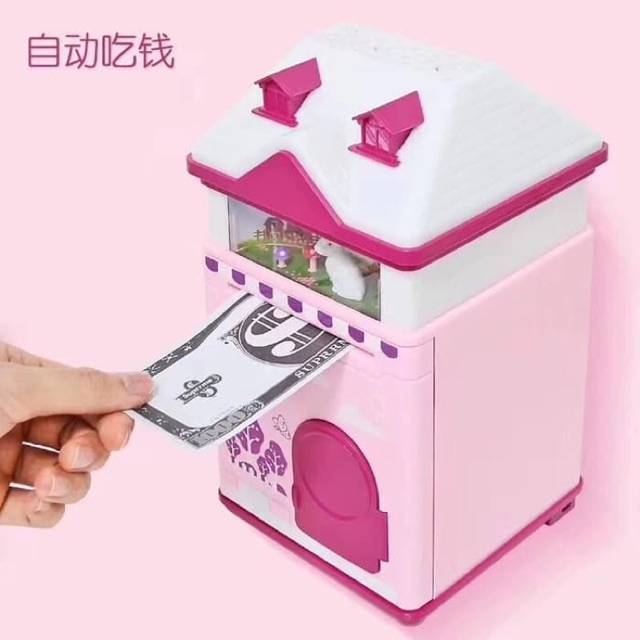 (Terbaru)celengan atm brankas rumah led projector musik