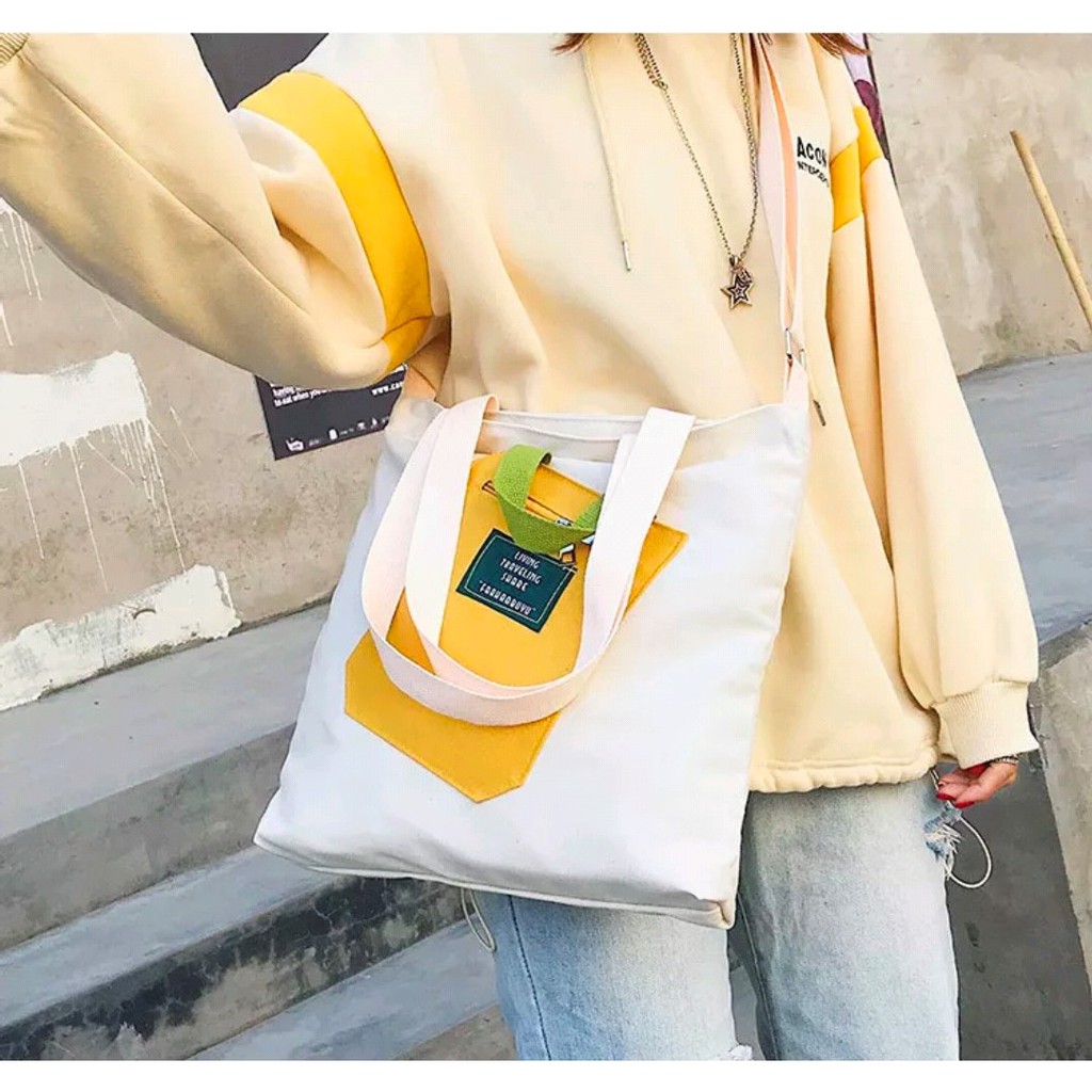 GaleryBag Totebag - Tas Tote Bag Wanita Motif Carakter Lving Combi Tas Selempang Wanita Multifungsi
